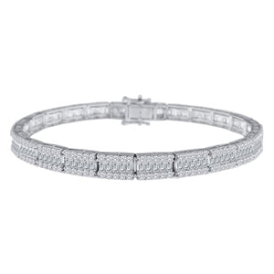 LADIES BRACELET 5 CT ROUND/BAGUETTE DIAMOND 10K WHITE GOLD