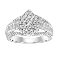 Thumbnail for LADIES RING 1 CT ROUND/BAGUETTE DIAMOND 10K WHITE GOLD