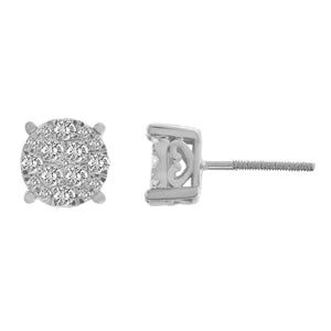 MENS EARRING 1/2 CT ROUND DIAMOND 10K WHITE GOLD