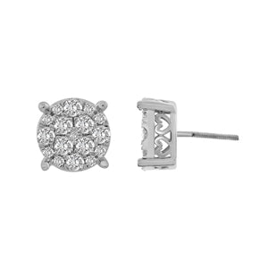 MEN'S EARRING 3/4 CT ROUND DIAMOND 10K WHITE GOLD