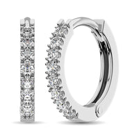 Thumbnail for 10K White Gold 1/2 Ct.Wt. Diamond Hoop Earrings