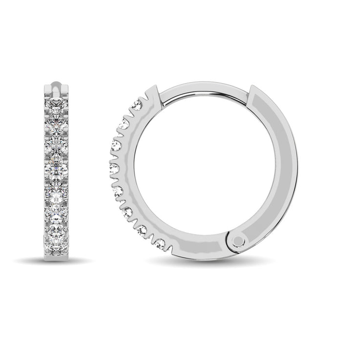 10K White Gold 1/4 Ct.Wt. Diamond Hoop Earrings