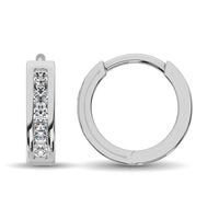 Thumbnail for 10K White Gold 1/4 Ct.Wt. Diamond Hoop Earrings