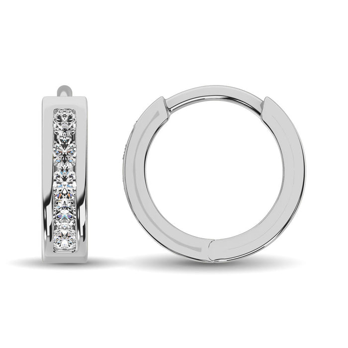 10K White Gold 1/4 Ct.Wt. Diamond Hoop Earrings