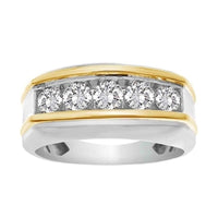Thumbnail for MEN'S RING 1CT ROUND DIAMOND 10K TT WHITE & YELLOW GOLD