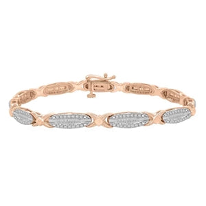 LADIES BRACELET 1 CT ROUND/BAGUETTE DIAMOND 10K ROSE GOLD