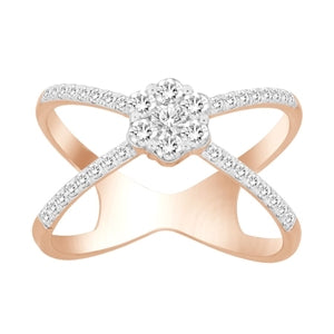 LADIES RING 1/2 CT ROUND DIAMOND 14K ROSE GOLD