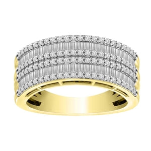 LADIES RING 1 CT ROUND/BAGUETTE DIAMOND 10K YELLOW GOLD