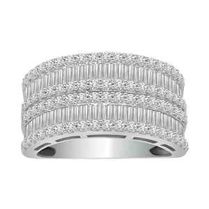 LADIES RING 1 1/2CT ROUND/BAGUETTE DIAMOND 10K WHITE GOLD