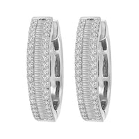Thumbnail for LADIES HOOPS EARRING 1/2 CT ROUND/BAGUETTE DIAMOND 10K WHITE GOLD