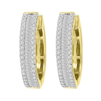 Thumbnail for LADIES HOOPS EARRING 1/2 CT ROUND/BAGUETTE DIAMOND 10K YELLOW GOLD