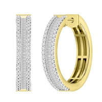 Thumbnail for LADIES HOOPS EARRING 1 CT ROUND/BAGUETTE DIAMOND 10K YELLOW GOLD