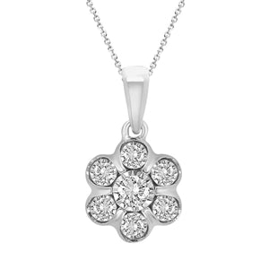 LADIES  PENDANT 1/6 CT ROUND DIAMOND 10K WHITE GOLD (CHAIN NOT INCLUDED)