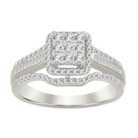 Thumbnail for LADIES RING 1/2 CT ROUND/BAGUETTE DIAMOND 10K WHITE GOLD