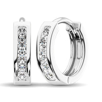 Thumbnail for 10K White Gold 1/2 Ct.Wt. Diamond Hoop Earrings