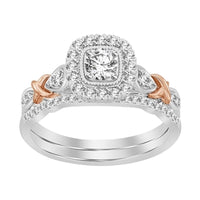 Thumbnail for LADIES BRIDAL RING SET 1/2 CT ROUND DIAMOND 14K TT WHITE & ROSE GOLD