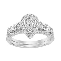 Thumbnail for LADIES BRIDAL RING SET 1/2 CT ROUND/PEAR DIAMOND 14K WHITE GOLD