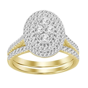 LADIES BRIDAL RING SET 3/4 CT ROUND DIAMOND 10K YELLOW GOLD