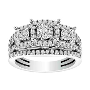 LADIES RING 1 CT ROUND DIAMOND 14K WHITE GOLD