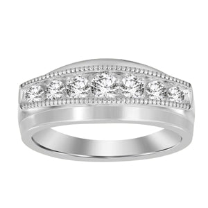 MEN'S BAND 1/2 CT ROUND DIAMOND 10K WHITE  GOLD