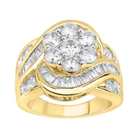 Thumbnail for LADIES RING 3 CT ROUND/BAGUETTE DIAMOND 10K YELLOW GOLD
