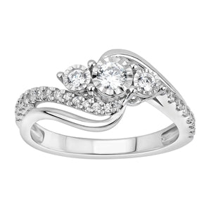 LADIES ENGAGEMENT RING 1/2 CT ROUND DIAMOND 10K WHITE GOLD