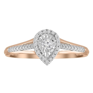 LADIES RING 1/4 CT ROUND DIAMOND 10K ROSE GOLD
