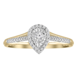 LADIES RING 1/4 CT ROUND DIAMOND 10K YELLOW GOLD