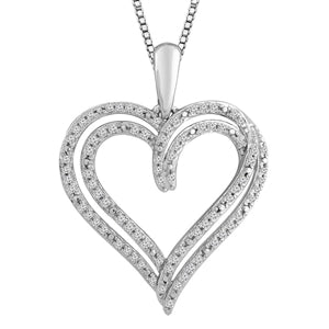 LADIES HEART PENDANT 1/5 CT ROUND DIAMOND 10K WHITE GOLD (CHAIN NOT INCLUDED)