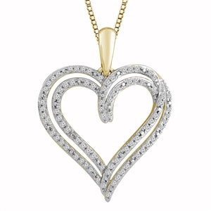 LADIES HEART PENDANT 1/5 CT ROUND DIAMOND 10K YELLOW GOLD (CHAIN NOT INCLUDED)