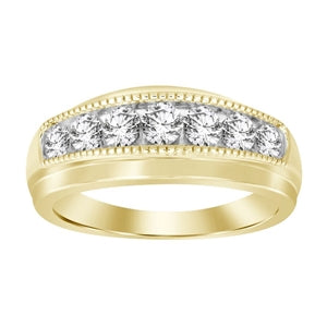 MEN'S BAND 3/4 CT ROUND DIAMOND 10K YELLOW GOLD
