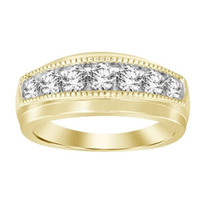 MEN'S BAND 1 CT ROUND DIAMOND 10K YELLOW GOLD