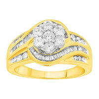 Thumbnail for LADIES RING 1 CT ROUND/BAGUETTE DIAMOND 10K YELLOW GOLD
