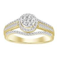 Thumbnail for LADIES RING 1/2 CT ROUND/BAGUETTE DIAMOND 10K YELLOW GOLD