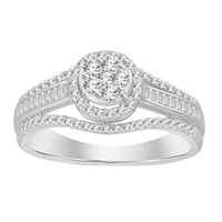 Thumbnail for LADIES RING 1/2 CT ROUND/BAGUETTE DIAMOND 10K WHITE GOLD