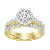 Thumbnail for LADIES BRIDAL RING SET 1 CT ROUND DIAMOND 14K YELLOW GOLD