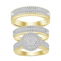 Thumbnail for LADIES TRIO SET 1 CT ROUND/BAGUETTE DIAMOND 10K YELLOW GOLD