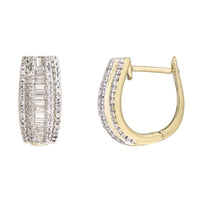 Thumbnail for LADIES HOOP EARRING 1/2 CT ROUND/BAGUETTE DIAMOND YELLOW GOLD