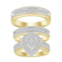 Thumbnail for LADIES TRIO SET 1 CT ROUND/BAGUETTE DIAMOND 10K YELLOW GOLD