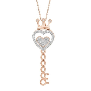 LADIES PENDANT 1/10 CT ROUND DIAMOND 10K ROSE GOLD