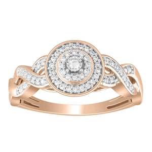 LADIES ENGAGEMENT RING 1/6 CT ROUND DIAMOND 10K ROSE GOLD