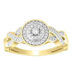 LADIES ENGAGEMENT RING 1/6 CT ROUND DIAMOND 10K YELLOW GOLD