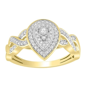 LADIES ENGAGEMENT RING 1/6 CT ROUND DIAMOND 10K YELLOW GOLD