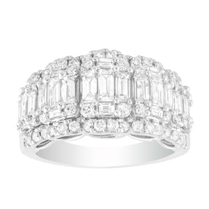 LADIES DIAMOND BAND 2 CT ROUND/BAGUETTE DIAMOND 10K WHITE GOLD