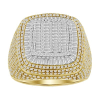 Thumbnail for MEN'S RING 2 CT ROUND/BAGUETTE DIAMOND 14K YELLOW GOLD