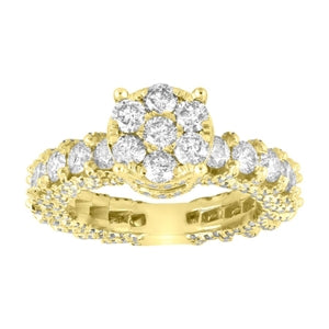 LADIES RING 3 1/2 CT ROUND DIAMOND 14K YELLOW GOLD