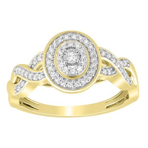 LADIES ENGAGEMENT RING 1/6 CT ROUND DIAMOND 10K YELLOW GOLD