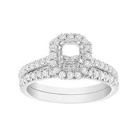 Thumbnail for LADIES SEMI MOUNT BRIDAL RING SET 5/8 CT ROUND DIAMOND 14K WHITE GOLD-CTR EMRALD CUT 3/8 CT ((THE CENTER DIAMOND IS SOLD SEPARATELY)