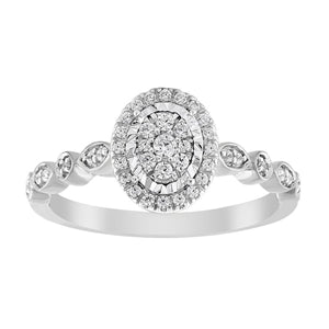 LADIES ENGAGEMENT RING 1/5 CT ROUND DIAMOND 10K WHITE  GOLD