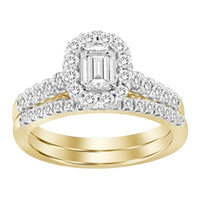 Thumbnail for LADIES BRIDAL RING SET 1 CT ROUND/EMERALDA DIAMOND 14K YELLOW GOLD